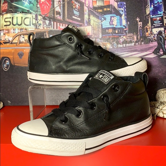 black leather converse size 3